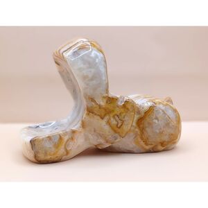 Vintage Genuine Carved Onyx Hippo Ring Trinket Dish Paperweight